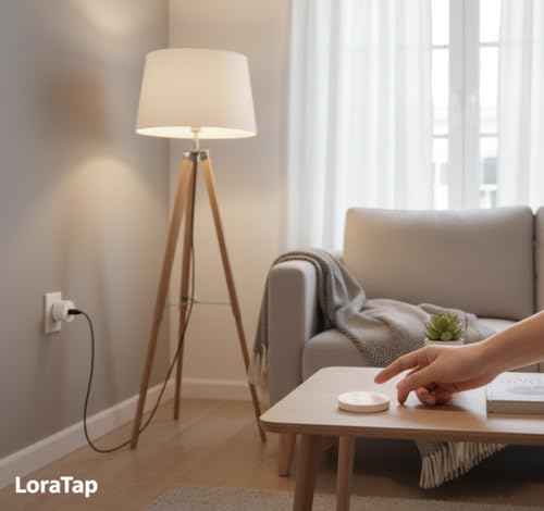 LoraTap Mini 656ft Range Wireless Outlet Plug, No Hub Required, 10A/1100W, White