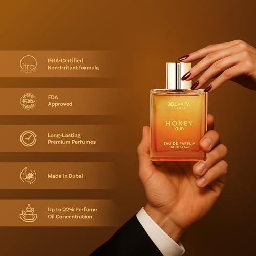 BellaVita Luxury Honey Oud Eau de Parfum 3.4 fl oz unisex fragrance patchouli vanilla bergamot