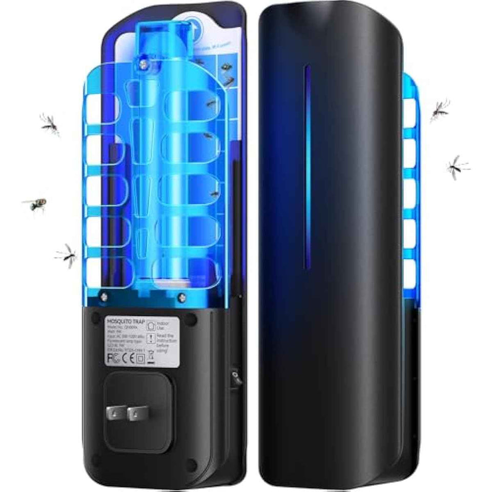 Flying Insect Trap Plug in Mosquito Bug Zapper Indoor Gnat Moth Catcher with 9W Night UV Light, 10 Sticky Glue Board Refills for Home Office