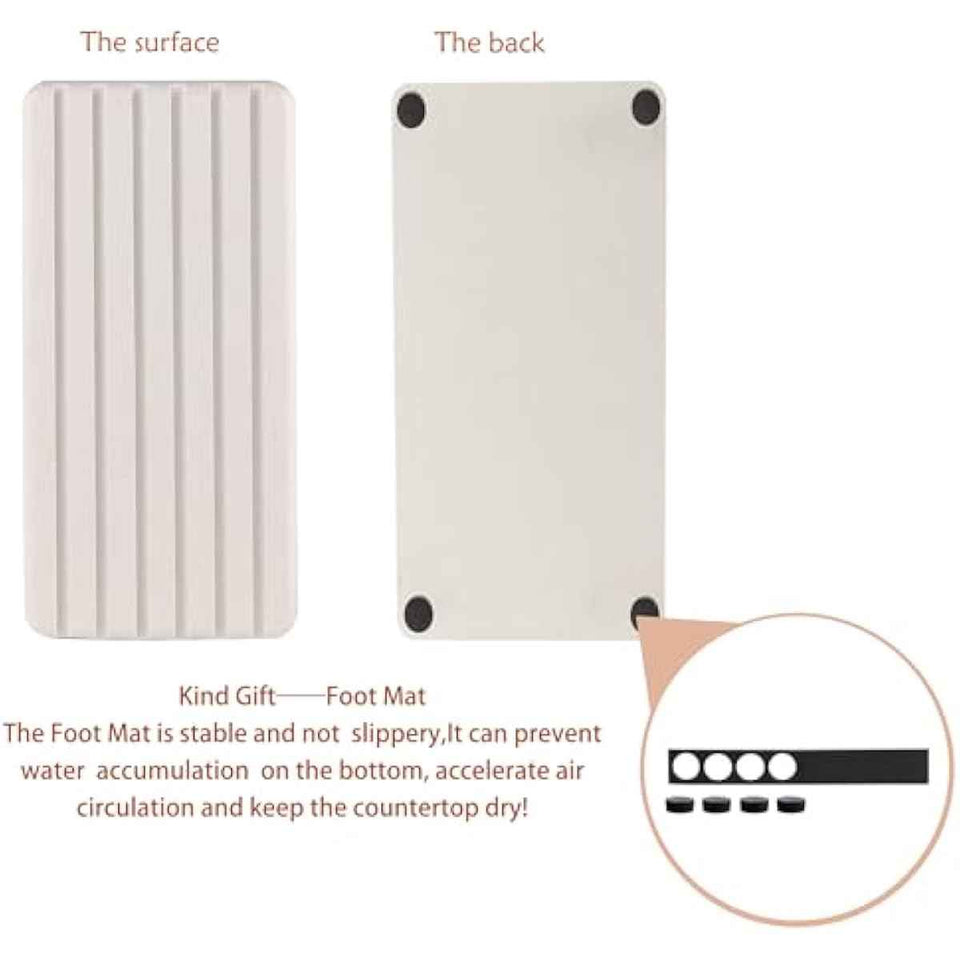 2 PCS Water Absorbent diatomite Coasters, 8.3" x 4" Water Absorbing Stone Tray for Sink, Stone Drying mat for Kitchen Counter, Stone soap Tray Used for Hand Soaps & toiletries & Plants
