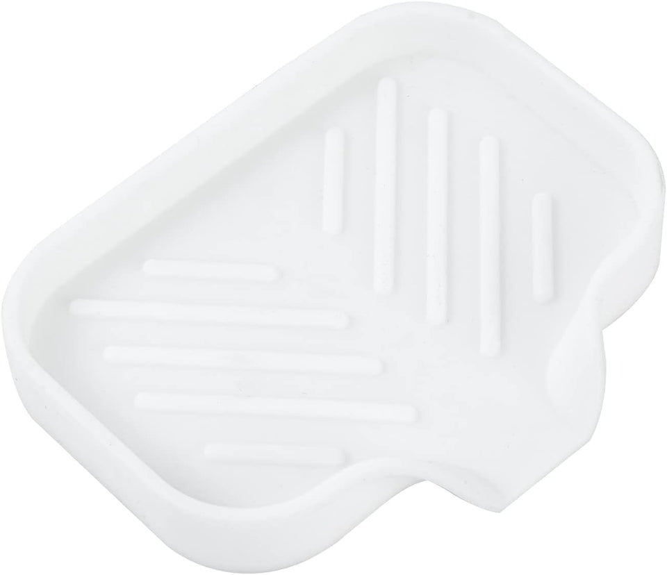 MicoYang silicone bathroom soap dish with drain spout, sink organizer, and sponge holder, 4.9 x 3.2 inches
