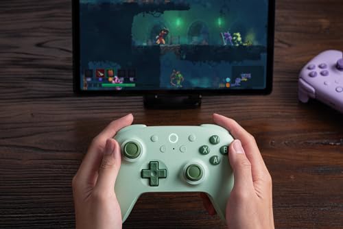 8bitdo ultimate 2c wireless controller for windows pc and android with 1000hz polling rate, hall effect joysticks and triggers, and remappable l4/r4 bumpers in green