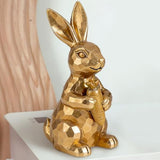 Easter Bunny Gold Bunny Figurines, 4PCS Spring Decors Easters Centerpieces for Tables Sculptures Home Decors, Easter Decorations for Home