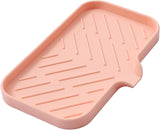 MicoYang silicone bathroom soap dish with drain spout, sink organizer, and sponge holder, 4.9 x 3.2 inches