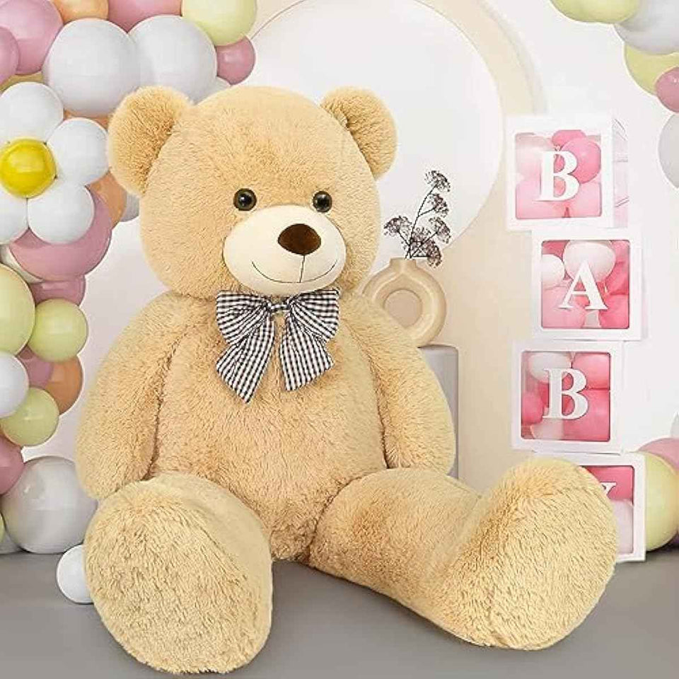 MaoGoLan Giant Teddy Bear 4 Feet,Adorable and Cuddly Big Bear Stuffed Animal 47", Classic Teddy Bear Plush Gift Decoration for Baby Shower,Party,Birthday,Valentines Day,Tan