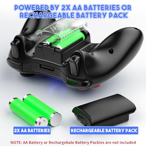 Gamrombo Xbox 360 2 Pack Wireless Controller Replacement for 360 & Slim with Windows PC Compatibility