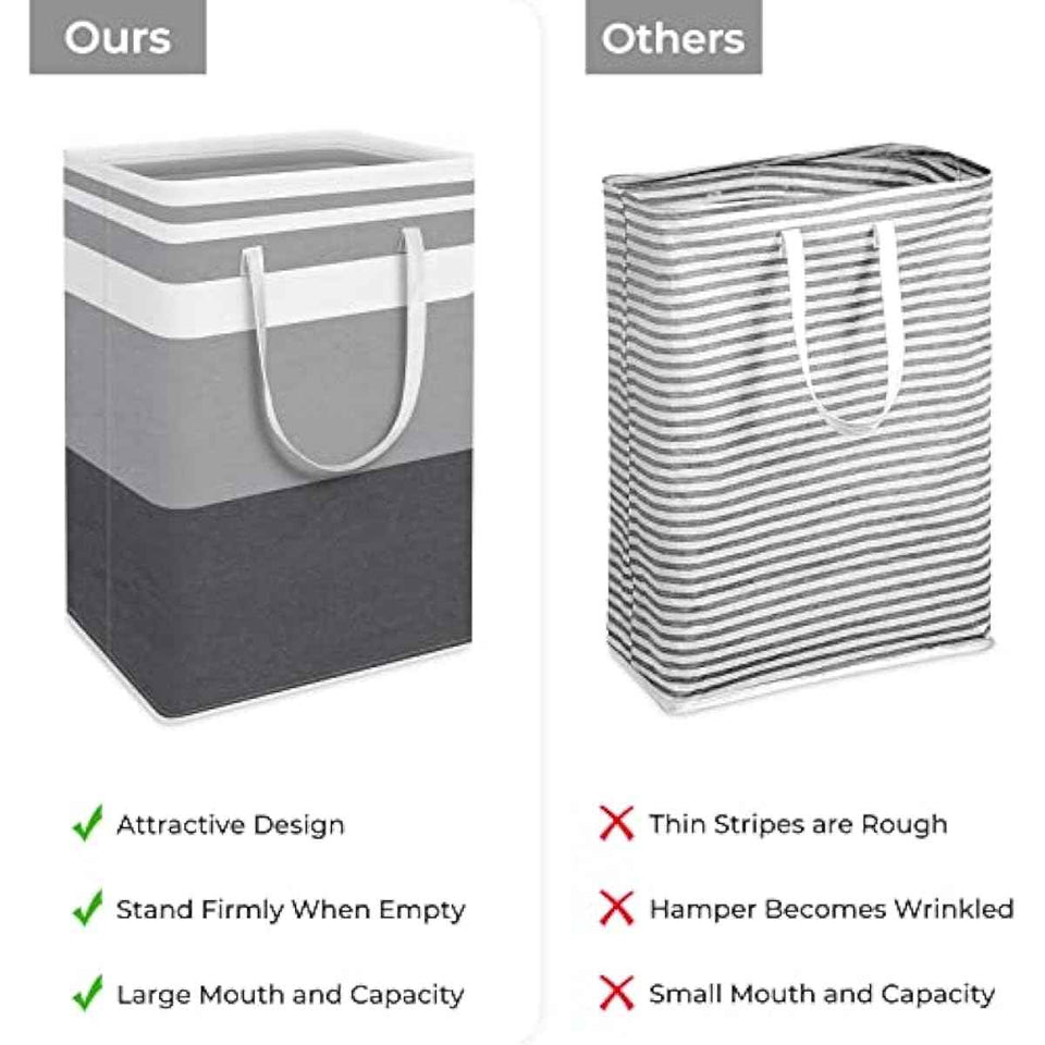 Waterproof 2 Pack Large Laundry Baskets with Reinforced Handles, Grey, 75Lx2