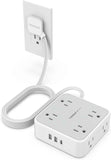 TESSAN Surge Protector Power Strip, 5 Ft Flat Plug Extension Cord with 3 USB (1 USB C) 8 Outlets, 900J Surge Protection, 3 Sided Outlet Extender with Power Switch for Office, Dorm Room Essentials