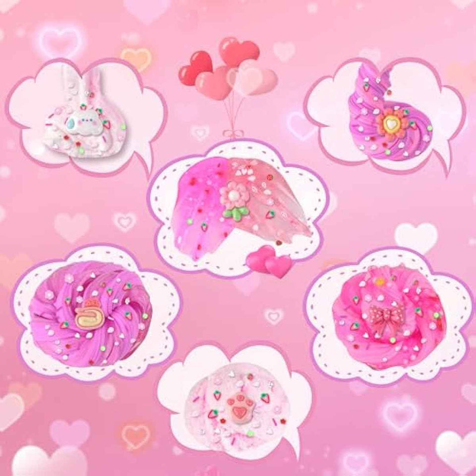 6 Pack Slimes, Pink Slime Kids, Cloud Slime kit for Girls Ages 8-12, Toys for Girls and Boys, for Kids Slime Set Party kit Goodie Bag Stuffers, 4 5 6 7 8 9 10 Year Old Girl Birthday Gift Cute Stuff