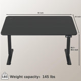 Furmax 55 x 24 Inches Electric Height Adjustable Standing Desk Large Sit Stand Up Desk Home Office Computer Desk Memory Preset with T-Shaped Metal Bracket, Black