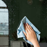 Puomue 6 Pack Microfiber Glass Cleaning Cloths, Lint Free, 16 x 16 Inch, Blue for Windows, Glasses, and Mirrors