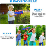 3 pack airplane launcher toys 2 flight modes led foam glider catapult planes outdoor kids flying toys birthday gifts 3+ year old