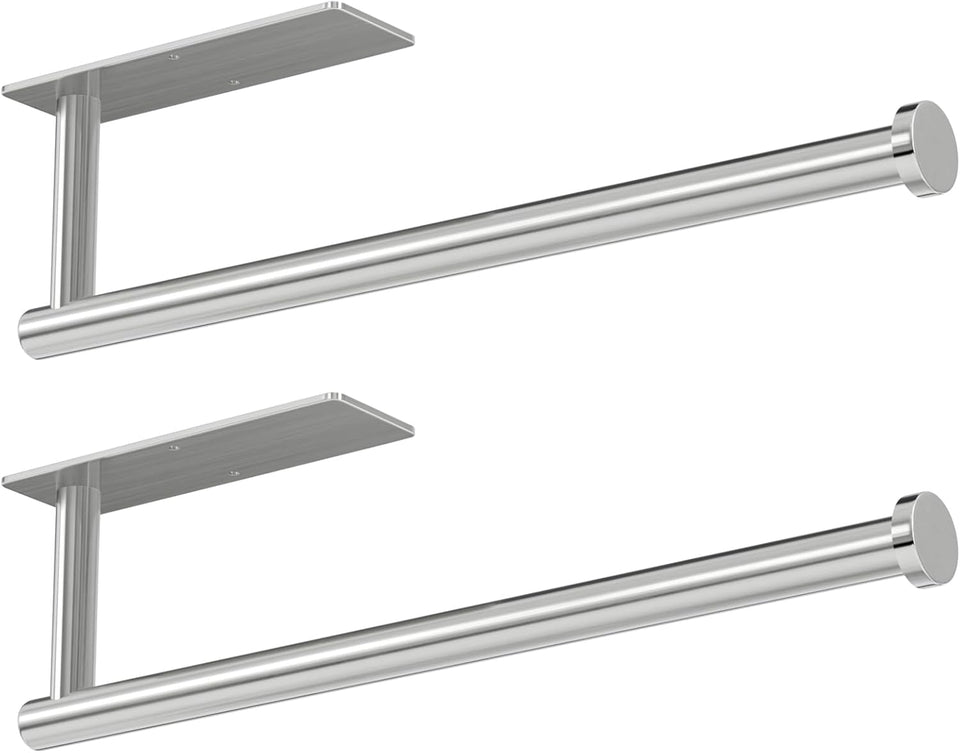 Wall-Mounted Kitchen Roll Dispenser in Brushed Nickel or Self-Adhesive, SUS304 Stainless Steel, Under Cabinet