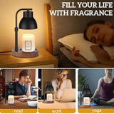Dimmable Candle Warmer Lamp Adjustable Height Electric Wax Melt Warmer for Jar Scented Candles Suitable for Home Office Decor Birthday Gifts for Women Mom Grandma（with 2 Bulbs）
