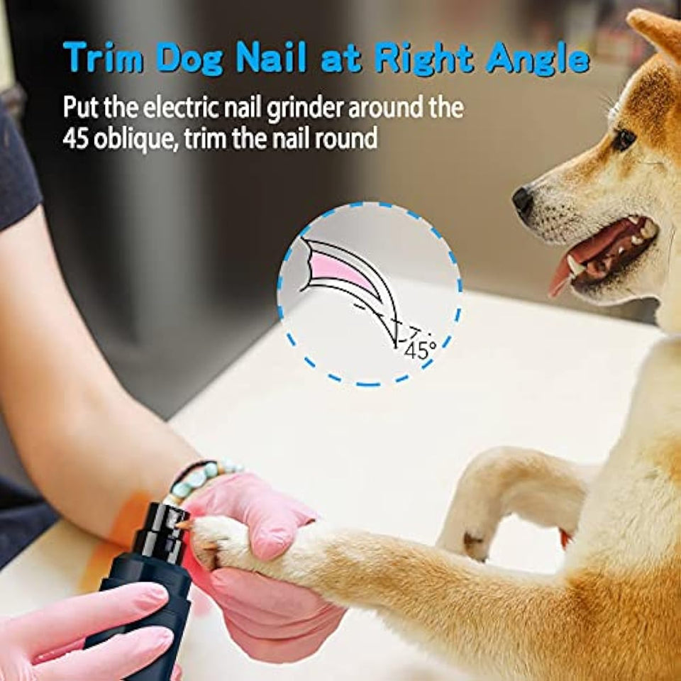 Casfuy Dog Nail Grinder Upgraded - Professional 2-Speed Electric Rechargeable Pet Nail Trimmer Painless Paws Grooming & Smoothing for Small Medium Large Dogs & Cats(Dark Blue)