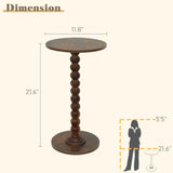 Round Side Table, Small Drink Table for Small Spaces, Modern Accent Nightstand with Solid Wood Leg for Living Room, Bedroom, Corners, and Office (Rustic Brown)