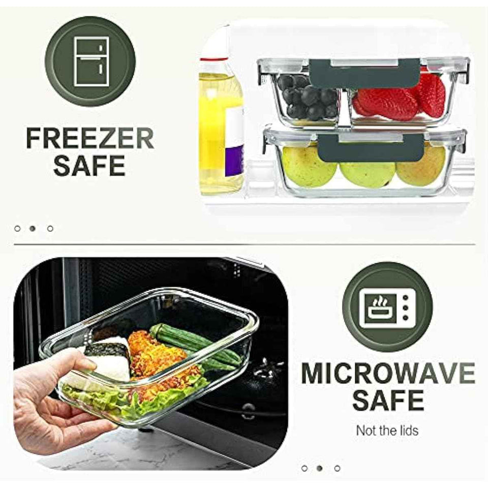 KOMUEE 10-Pack 30oz Glass Meal Prep Containers with Lids, Airtight Food Storage, Microwave, Freezer, and Dishwasher Safe