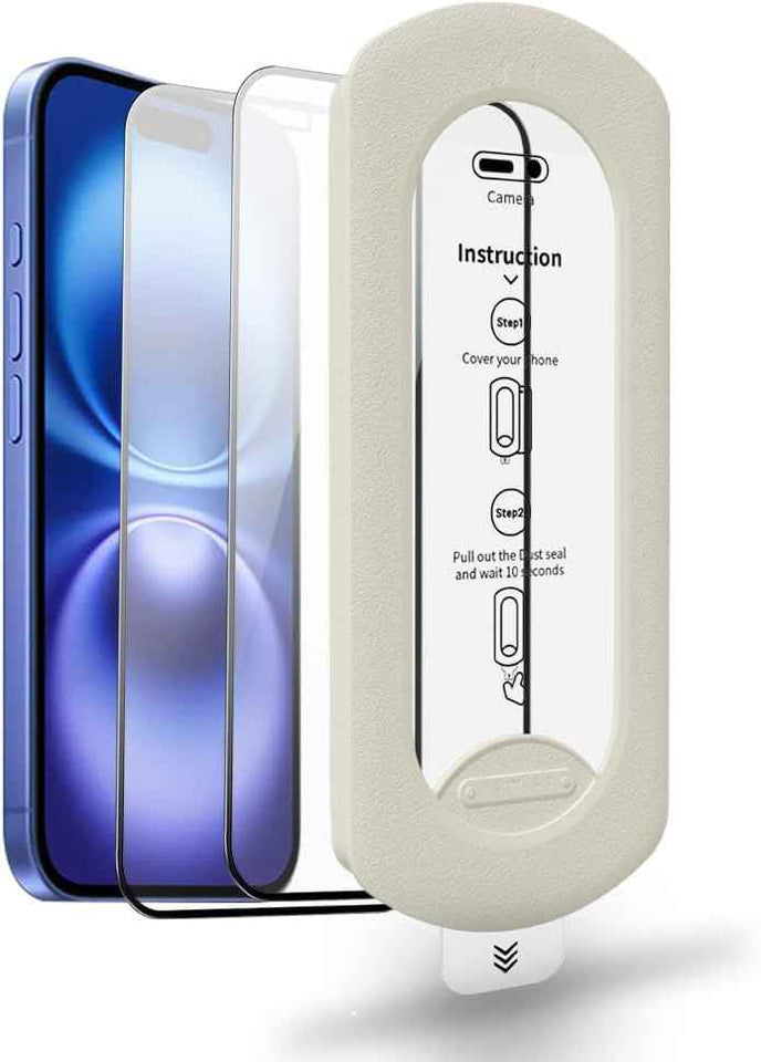 tempered glass screen protector for iPhone 17 with Auto-Alignment Kit, Auto Dust, 9H+ Military Grade Shatterproof, Glass Film, HD Clear, Case Friendly