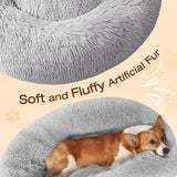 jollyvogue calming anti-anxiety pet bed for small dogs and cats, 20-inch fluffy donut cushion