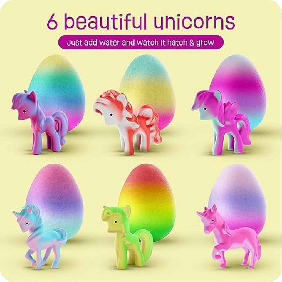 Dan&Darci Unicorn Hatching Surprise Eggs for Kids - 6 Pack - Grows 600% - Basket Stuffers - Easter Toys for Girls 3-8 - Birthday Gift - Party Favors for 3+ Year Old Girl - Gifts for Ages 3 4 5 6 7 8