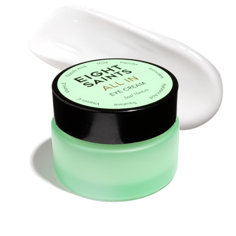 Eight Saints Skin Care All In Eye Cream, Natural and Organic Anti Aging Under Eye Cream to Reduce Puffiness, Wrinkles, and Under Eye Bags, Dark Circles Under Eye Treatment, 0.5 Ounces