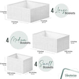 Drawer Organizer Clothes Set of 12 White-Grey - Dresser Organizer For Nursery, Bedroom, Closet - Perfect Baby Clothes Organizer and Storage & General Nursery Organization or Dresser Drawer Organizers