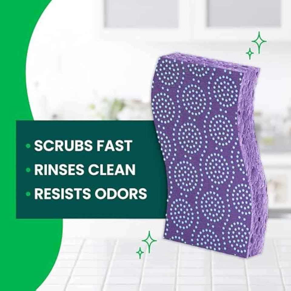 Scotch-Brite Odor Resist Non-Scratch Scrub Sponges, 6 pack, dishwasher-safe, antibacterial-treated, multipurpose kitchen sponges for gentle cleaning