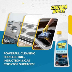 cerama-bryte 10-ounce glass cooktop and stove top cleaner combo kit for gas electric and ceramic surfaces