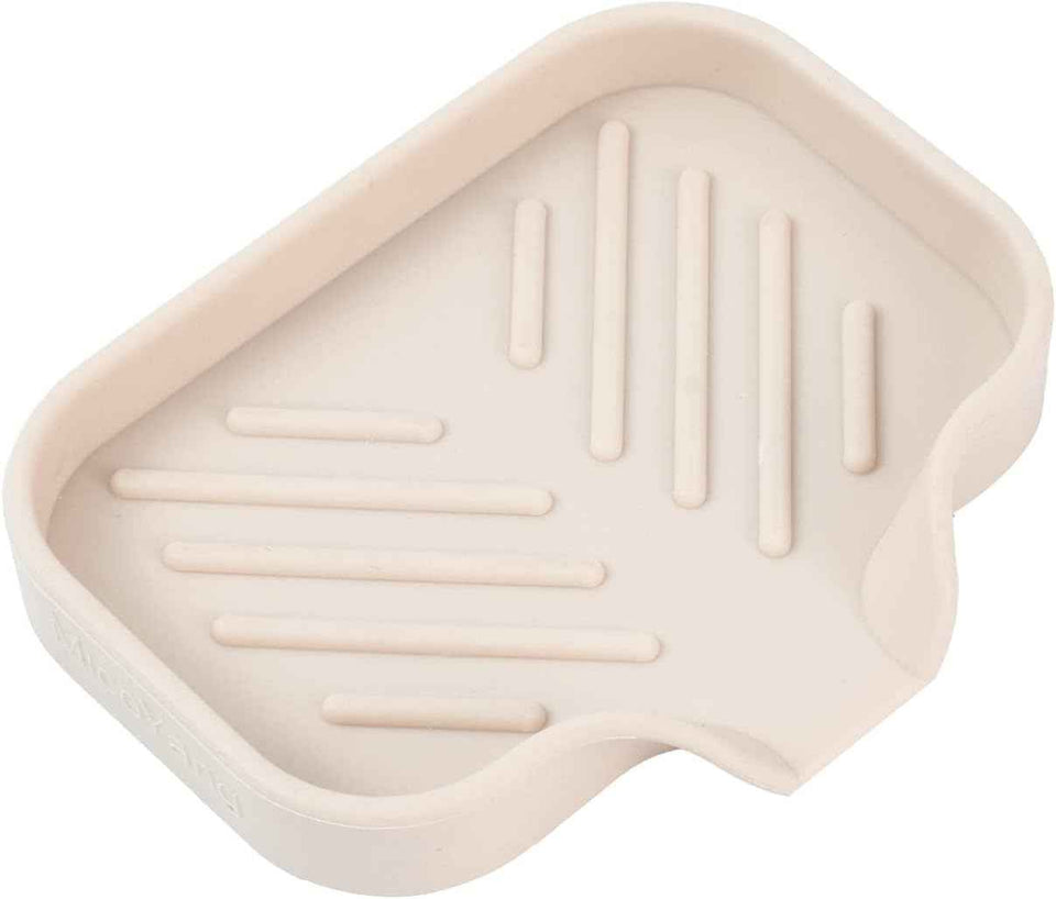 Silicone Bathroom Soap Dishes with Drain Spout-Bathroom and Kitchen Sink Organizer,Sponge Holder,Dish Soap Tray,Perfect for Dispenser,Scrubber,Bottle,Cup on Sink or Counter-Black 4.9"×3.2"