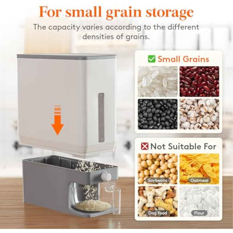 Lifewit 25 Lbs Rice Dispenser - Sealed Moisture-Proof Container with Measuring Cup for Kitchen Pantry Storage