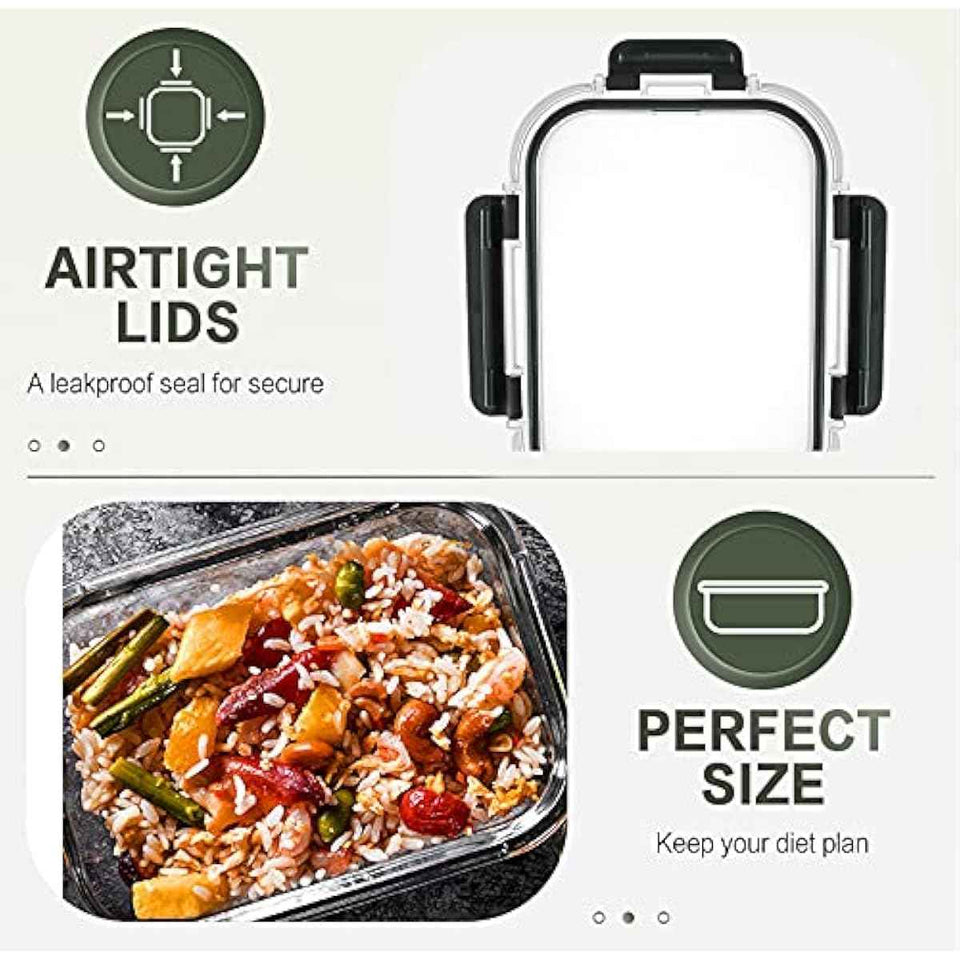 KOMUEE 10-Pack 30oz Glass Meal Prep Containers with Lids, Airtight Food Storage, Microwave, Freezer, and Dishwasher Safe