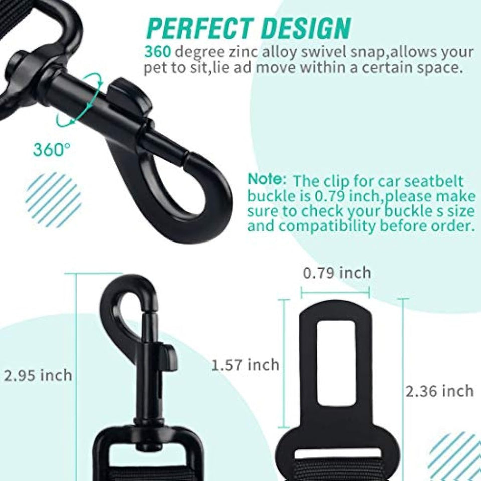 cooyoo dog seat belt 3 piece set adjustable nylon pet safety harness heavy duty elastic