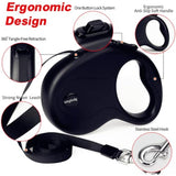 16ft retractable dog leash for small to medium dogs and cats up to 50lbs with stainless steel spring strong nylon tape and one-handed brake