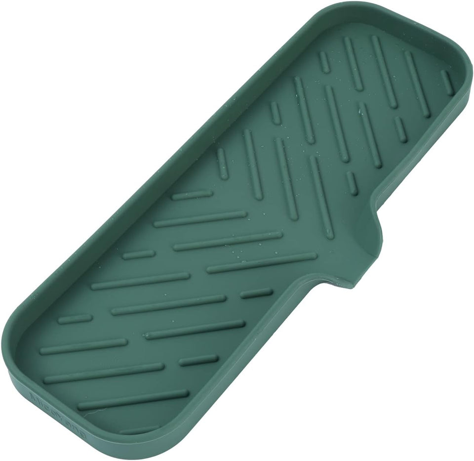MicoYang silicone bathroom soap dish with drain spout, sink organizer, and sponge holder, 4.9 x 3.2 inches