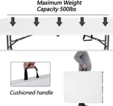 6FT Picnic Table Folding Table Camping Table Plastic Table Fold Up Table Lock for Party Event,White