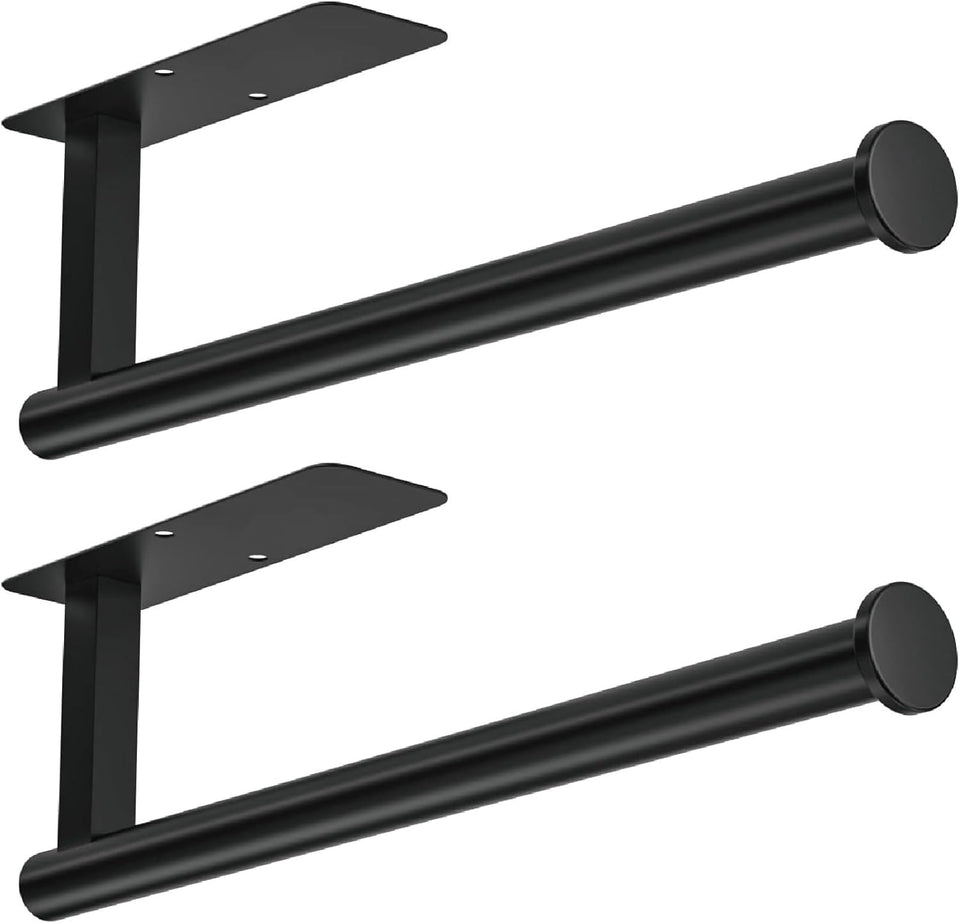 ASTOFLI Paper Towel Holder 304 Stainless Steel, Under Cabinet, Self-Adhesive, Matte Black, 12 Inch, No Drill
