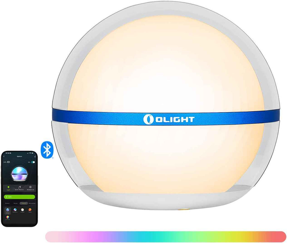 olight sphere smart night light, 75 lumens stepless dimming table lamp with remotely app control, magnetic rechargeable rgb ambient lighting