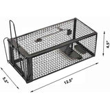 2-Pack Rat Traps Humane Live Mouse Vole Chipmunk Trap Cage for Indoors and Outdoors (Black)