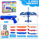 3 Pack Airplane Launcher Toys, 2 Flight Modes LED Foam Glider Catapult Plane, Outdoor Flying Toy for Kids, Birthday Gifts for Boy Girl 3+ Year Old, B-Day Party Supplies