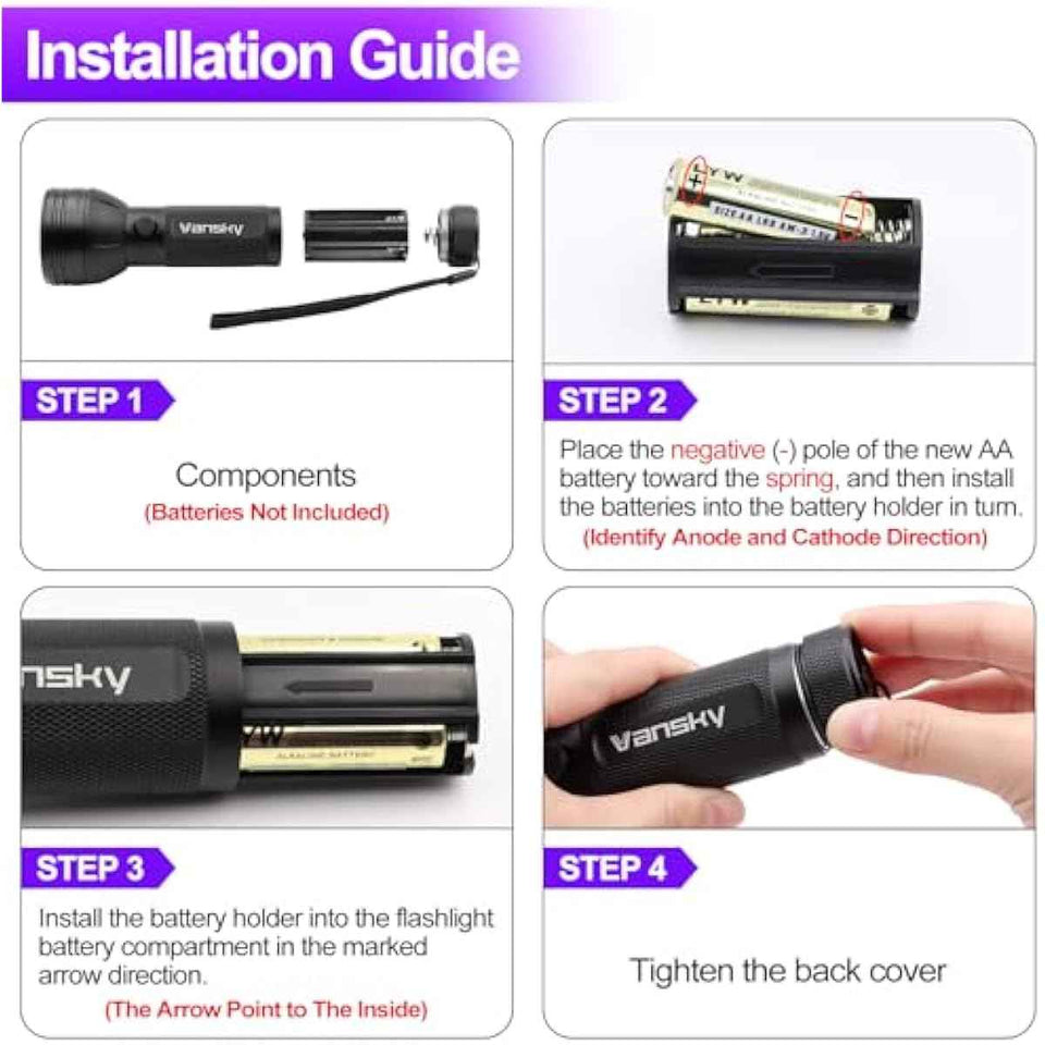 Vansky UV Flashlight Black Light, 51 LED Blacklight Pet Urine Detector for Dog/Cat Urine, Dry Stains, Bed Bug, Resin Curing, Scorpions Finder