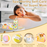New Mom Gift Box Set - 11PCS Unisex Luxury Spa & Baby Essentials in Elegant Box | Bunny Lovey, Changing Pad, Socks - Baby Shower & Postpartum Care Package for Expecting Moms