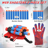 JONEG Web Shooters Toy for Kids 2 Pack, Toy for 3 4 5 6 7 8 Year Old Boy, Web Slinger with Spider Glove Launcher, Toys for Boys 4-6 6-8, Birthday Gifts
