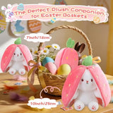 MIAODAM Bunny Stuffed Animal Reversible Cuddle Bunny Stuffed,Strawberry Bunny Transformed Rabbit Plush Zipper,Turns Into Ears Bunnies Plushies Toy Cute Stuffy Doll Easter Girlfriend Gift