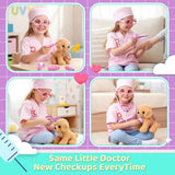 Meland Toy Doctor Kit for Girls, Pretend Play Toy with Dog, Stethoscope & Dress Up Costume for Kids Ages 3-6