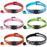 Nylon 6 Pack Reflective Cat Collar with Bell and Breakaway Buckle Adjustable 19-32cm Mixed Colors