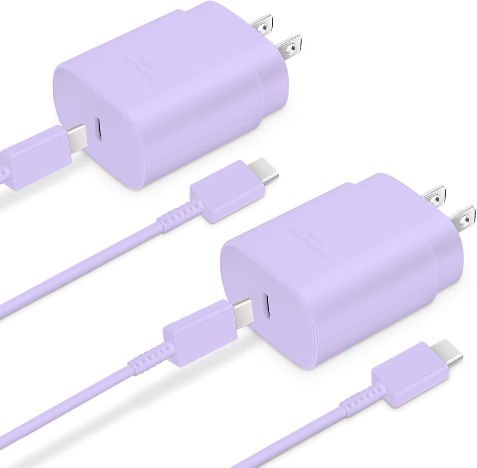 GUUSMART 2-Pack 25W Type C Fast Charging Block with 6ft USB C Charger Cable