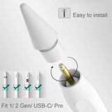 Apple Pencil 2nd Gen/ 1st Gen replacement tips, 4-pack white, durable nibs for iPad Pro Pencil 2/1