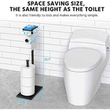 CISILY Black Toilet Paper Holder Stand with Phone Shelf, Bathroom Toliet Decor Decoration. Tissue Roll Free Standing Storage, Rv Accessories, Apartment Restroom Household Home Essentials