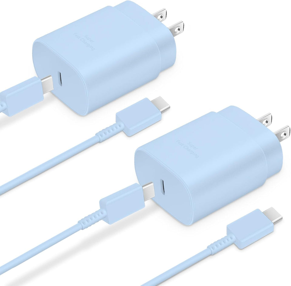 GUUSMART 2-Pack 25W Type C Fast Charging Block with 6ft USB C Charger Cable