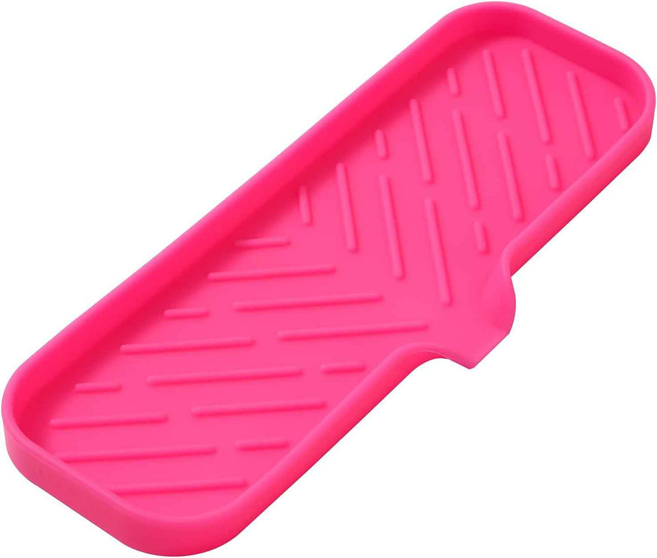 Silicone Bathroom Soap Dishes with Drain Spout-Bathroom and Kitchen Sink Organizer,Sponge Holder,Dish Soap Tray,Perfect for Dispenser,Scrubber,Bottle,Cup on Sink or Counter-Black 4.9"×3.2"